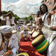 Members of the Afro-American group Jouvay Fest dance and play music in a parade in Abidjan, Côte d’Ivoire March 10, 2018.